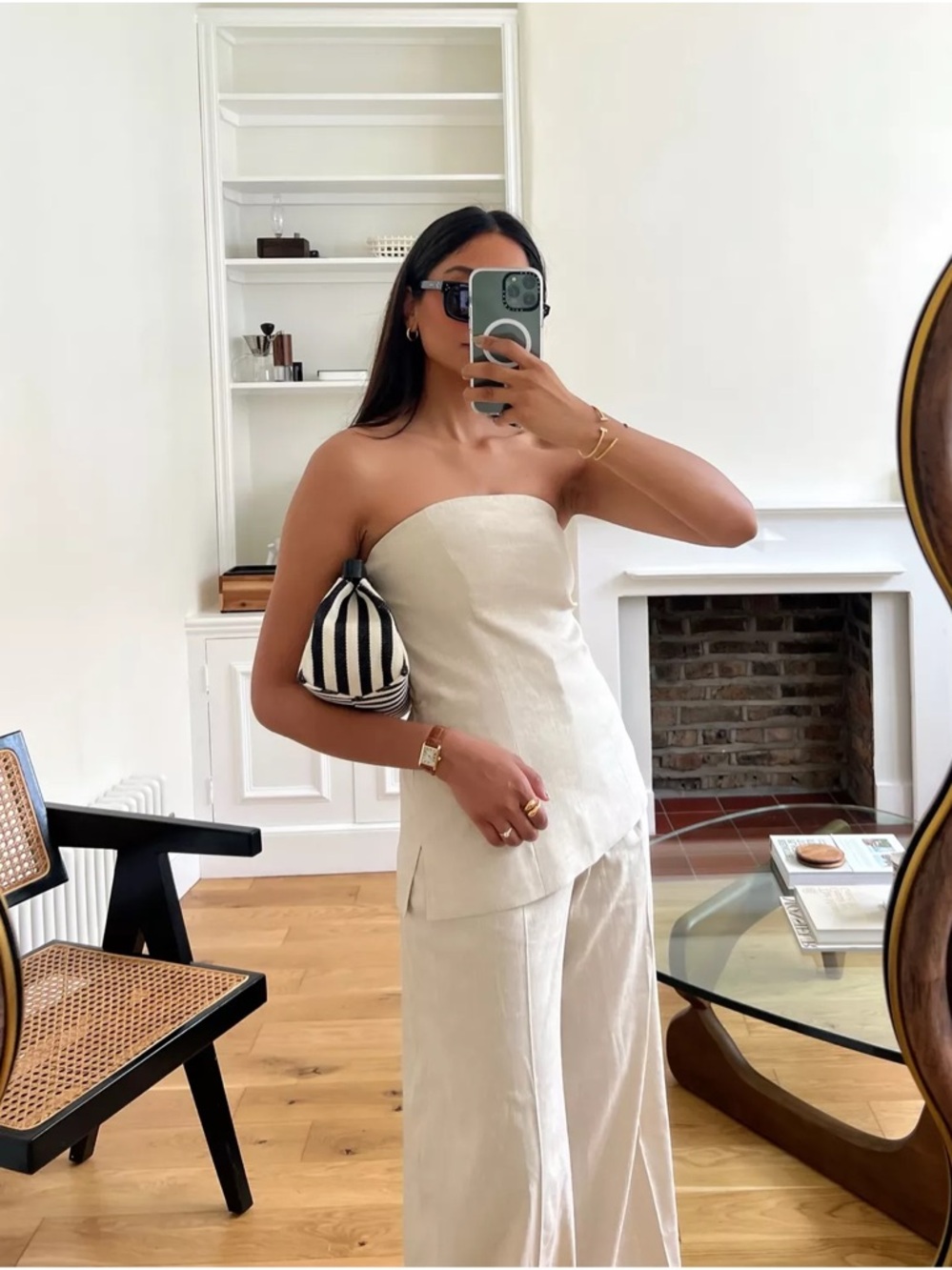 COS Strapless Top + Wide-Leg Pant in Light Beige (matching 2-piece linen set) - Picture 4 of 13